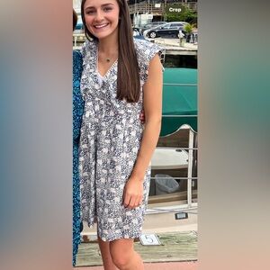 Anthropologie Floral Blue and White Dress